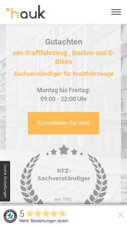 Vorschau der mobilen Webseite svhauk.de, Kfz-Sachverständigenbüro Hauk