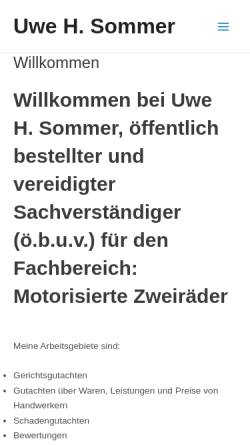 Vorschau der mobilen Webseite sachverstaendiger-motorrad.de, Uwe H. Sommer - Sachverständiger