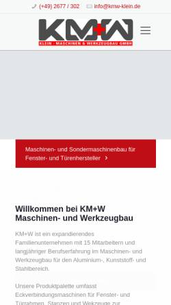 Vorschau der mobilen Webseite www.kmw-klein.de, Franz-Josef Klein - Maschinen und Werkzeugbau