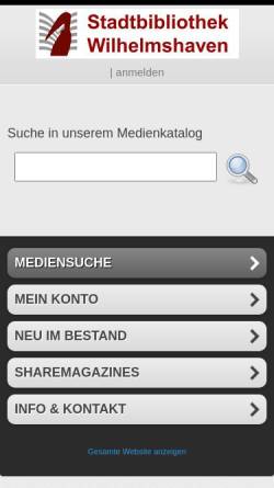 Vorschau der mobilen Webseite www.stadtbibliothek-wilhelmshaven.de, Stadtbücherei Wilhelmshaven
