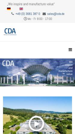 Vorschau der mobilen Webseite www.cda.de, CDA Datenträger Albrechts GmbH