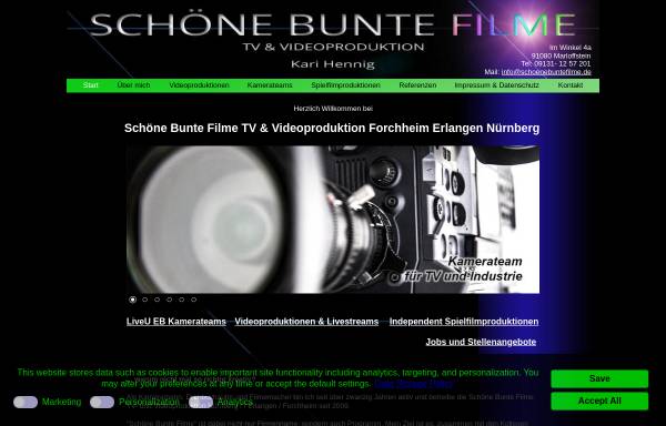 Vorschau von schoenebuntefilme.de, Schöne Bunte Filme TV & Videoproduktion, Kari Hennig