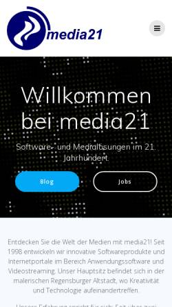 Vorschau der mobilen Webseite www.media21.de, media21 Onlinedienste e.K.