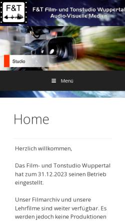 Vorschau der mobilen Webseite www.filmundton.de, F&T Film- und Tonstudio Wuppertal