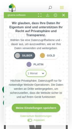 Vorschau der mobilen Webseite gruene.software, Dataverde GmbH
