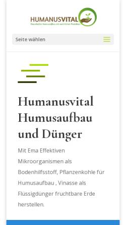 Vorschau der mobilen Webseite humanusvital.de, Humanusvital, Jochen Kalmbach