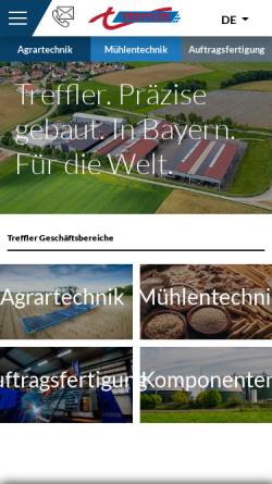 Vorschau der mobilen Webseite www.treffler.net, Treffler Maschinenbau GmbH & Co. KG