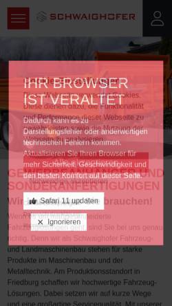 Vorschau der mobilen Webseite www.schwaighofer.co.at, Schwaighofer Fahrzeug- und Landmaschinen GmbH