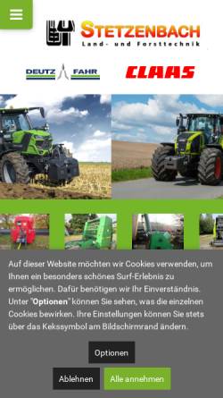 Vorschau der mobilen Webseite www.stetzenbach.de, Stetzenbach Land- und Forsttechnik GmbH