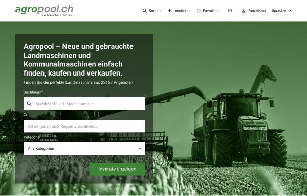 Vorschau von www.agropool.ch, Agropool.ch, Schweizer Agrarmedien GmbH