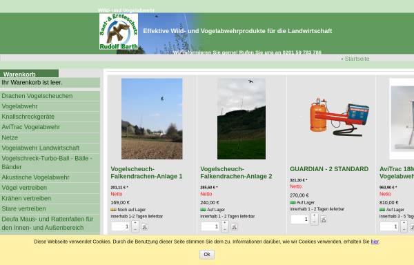 Vorschau von www.vogelabwehr-und-mehr.de, Saat- und Ernteschutz Rudolf Barth