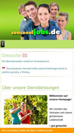 Vorschau der mobilen Webseite www.seasonaljobs.de, Seasonaljobs.de, Jacek Kaczmarczyk