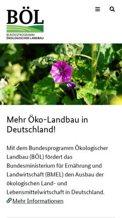 Vorschau der mobilen Webseite www.bundesprogramm.de, Bundesprogramm Ökologischer Landbau und andere Formen nachhaltiger Landwirtschaft