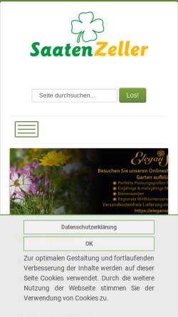 Vorschau der mobilen Webseite www.saaten-zeller.de, Regiosaatgut für Bayern, Saaten-Zeller GmbH & Co. KG