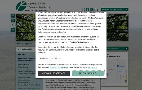 Vorschau von www.baysf.de, Pflanzgarten und Samenklenge der Bayerischen Staatsforsten