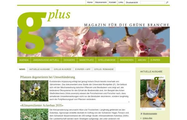 Vorschau von www.gplus.ch, g’plus – Magazin für die grüne Branche