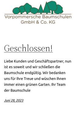 Vorschau der mobilen Webseite www.vorpommersche-baumschulen.de, Vorpommersche Baumschulen GmbH & Co. KG