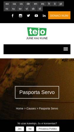 Vorschau der mobilen Webseite tejo.org, Pasporta Servo