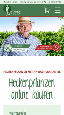 Vorschau der mobilen Webseite www.heckenpflanzen.de, Rasenprofi, Pflanzen-Janssen GmbH