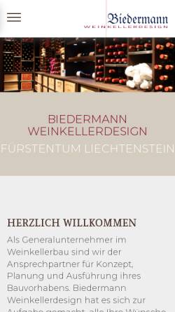 Vorschau der mobilen Webseite www.weinkellerdesign.li, Biedermann Weinkellerdesign Est.