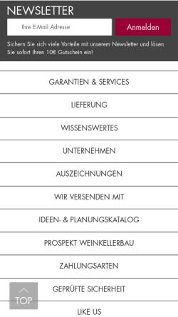 Vorschau der mobilen Webseite www.weinregal-profi.de, Promondo Verlag & Versand GmbH