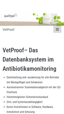 Vorschau der mobilen Webseite www.vetproof.de, VetProof, Qualitype GmbH
