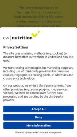 Vorschau der mobilen Webseite ew-nutrition.com, EW Nutrition GmbH