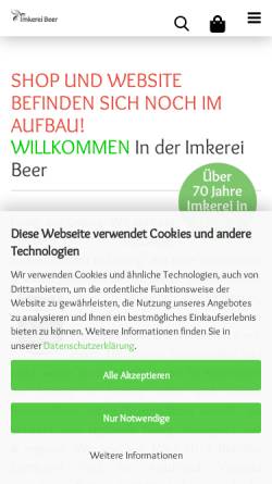 Vorschau der mobilen Webseite www.imkerei-beer.de, Imkerei Beer