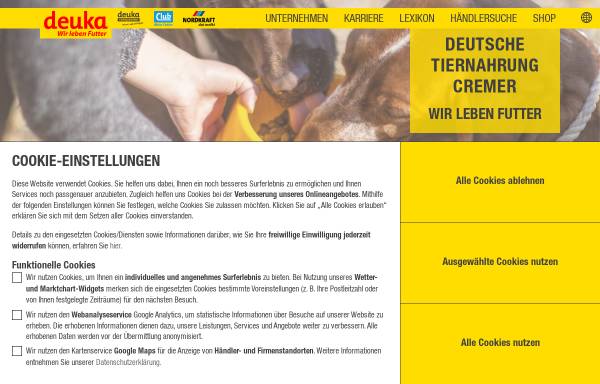 Vorschau von www.deutsche-tiernahrung.de, Deutsche Tiernahrung Cremer GmbH & Co. KG