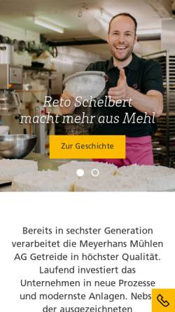 Vorschau der mobilen Webseite www.meyerhans-muehlen.ch, Meyerhans Mühlen AG