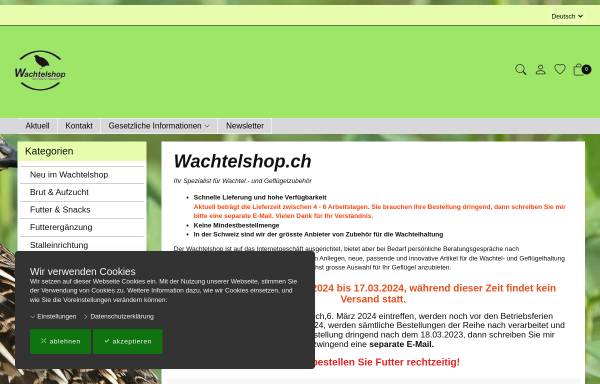 Vorschau von www.wachtelshop.ch, Wachtelshop Oliver Frei