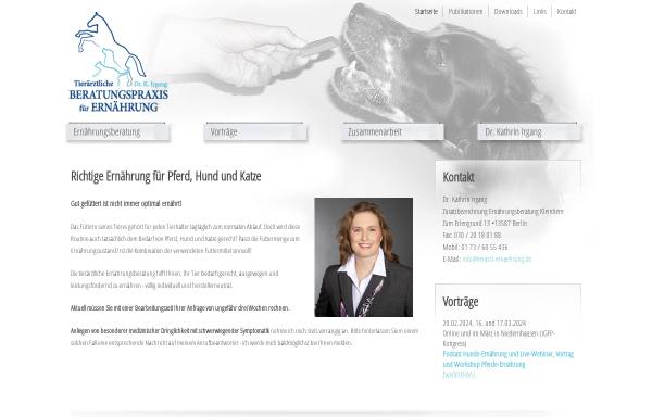 Vorschau von www.tierarzt-ernaehrung.de, Dr. Kathrin Irgang