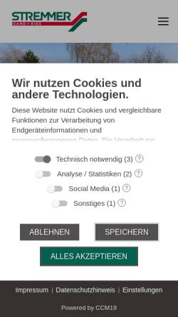 Vorschau der mobilen Webseite www.stremmer-sand-kies.de, Stremmer Sand + Kies GmbH