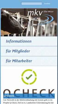 Vorschau der mobilen Webseite milchkontrolle.de, Milchkontrollverband Elbe-Weser e.V.