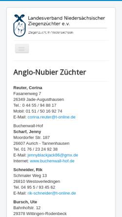 Vorschau der mobilen Webseite www.ziegenzucht-nds.de, Hoyers Anglo Nubier Ziegen