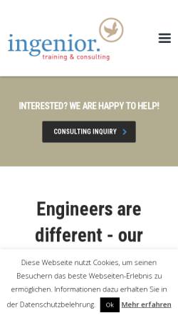 Vorschau der mobilen Webseite www.ingenior.de, ingenior training & consulting GmbH