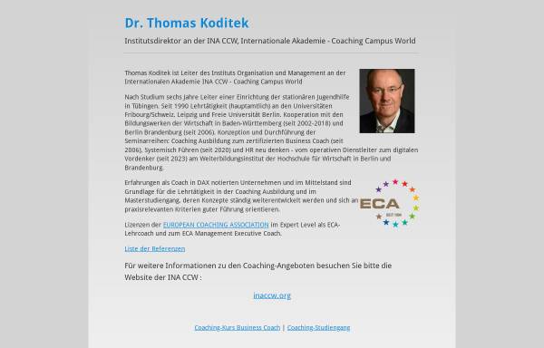 Vorschau von www.koditek.eu, Institut Organisation und Management in der Internationalen Akademie INA gGmbH
