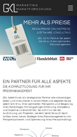 Vorschau der mobilen Webseite www.gkl.de, GKL Marketing-Marktforschung GmbH & Co. KG