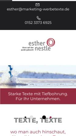 Vorschau der mobilen Webseite marketing-werbetexte.de, Esther Nestle