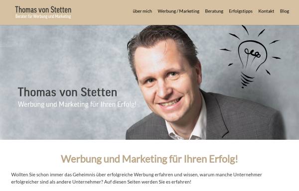 Vorschau von thomasvonstetten.de, Thomas von Stetten - Unternehmensberater für Werbung und Marketing