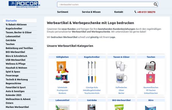 Vorschau von www.werbung-schenken.de, ADICOR Medien Services GmbH