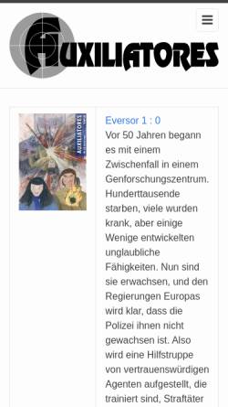 Vorschau der mobilen Webseite auxiliatores.com, Das Auxiliatores-Universum