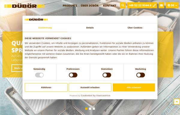 Vorschau von www.dueboer-schweiz.ch, DÜBÖR Backtrennmittel und Apparatebau AG