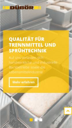 Vorschau der mobilen Webseite www.dueboer-schweiz.ch, DÜBÖR Backtrennmittel und Apparatebau AG