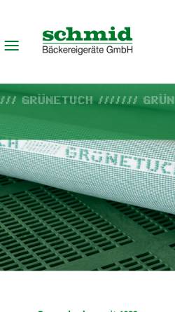 Vorschau der mobilen Webseite www.gruenetuch.de, Schmid Bäckereigeräte GmbH