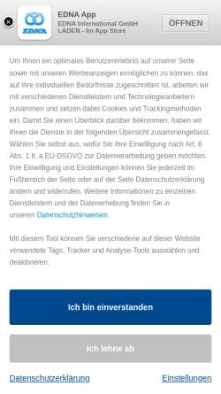 Vorschau der mobilen Webseite www.edna.de, EDNA International GmbH