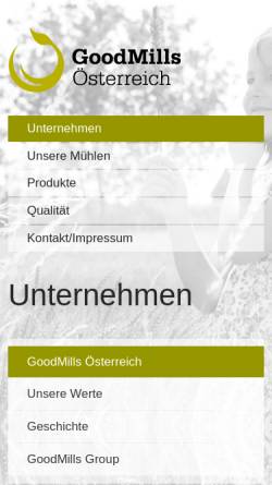 Vorschau der mobilen Webseite www.goodmills.at, GoodMills Österreich GmbH