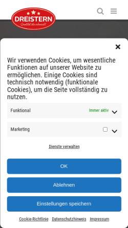 Vorschau der mobilen Webseite dreistern-gerichte.de, Dreistern Konserven GmbH & Co KG