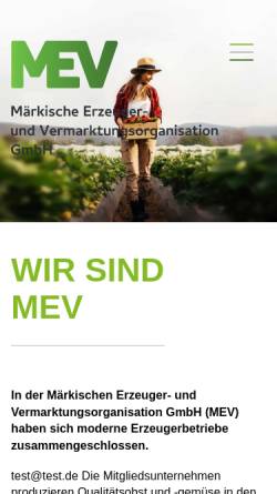 Vorschau der mobilen Webseite www.mev-wesendahl.de, MEV Märkische Erzeuger- und Vermarktungsorganisation GmbH