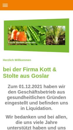 Vorschau der mobilen Webseite www.kott-stolte.de, Kott & Stolte GmbH - Obst- und Gemüsegroßhandel